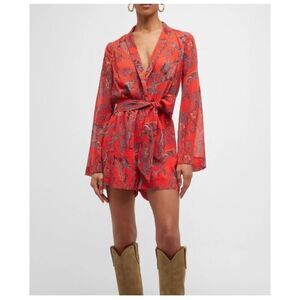 L’AGENCE Arbell paisley tic waist Romper long sleeve 0
